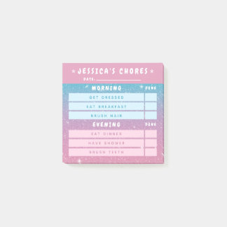 Post-it® Jolies Filles Rose Bleu Paillettes Enfants Tâches