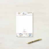 Post-it® Jolies Fleurs Bleues Crème Beige Marron (Sur un bureau)