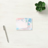 Post-it® Jolies fleurs bleues sur Arrière - plan rose (Bureau)
