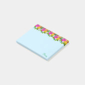Post-it® Jolies fleurs multicolores sur bleu clair (Incliné)