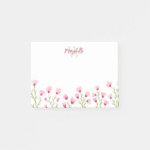 Post-it® Jolies Fleurs Sauvages Roses Monogramme Féminin