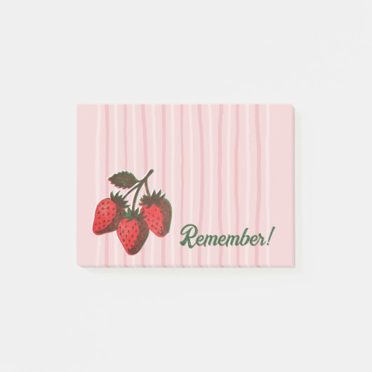 Post-it® Jolies Fraises Roses & Rappel de Rayures (Devant)