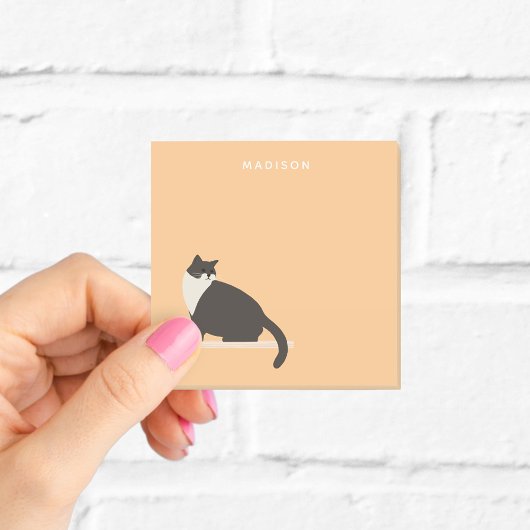 Post-it® Jolies notes de chat noir et blanc avec nom