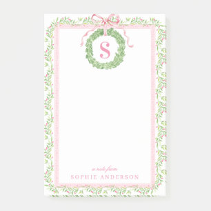 Post-it® Jolies notes de monogramme de couronne de Noël