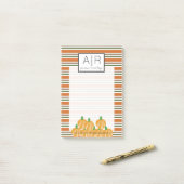 Post-it® Jolies rayures d'automne et citrouilles d'Hallowee (Sur un bureau)