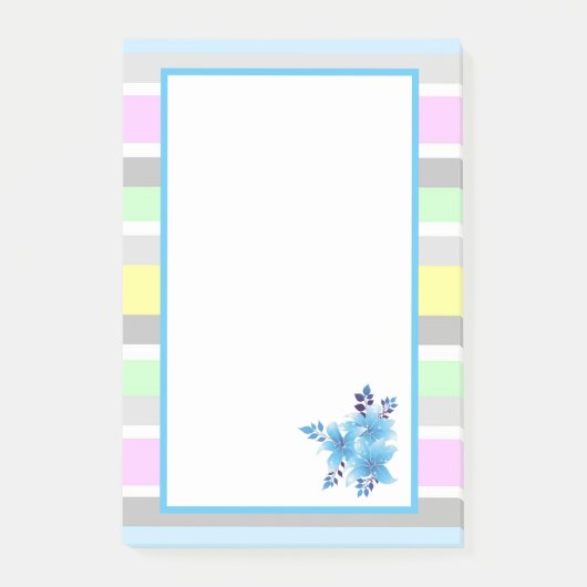 Post-it® Jolies rayures et fleurs pastel (Devant)