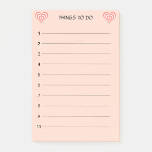Post-it® Jolis cœurs rose corail et blanc sur fond rose cla