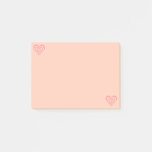 Post-it® Jolis cœurs rose corail et blanc sur fond rose cla
