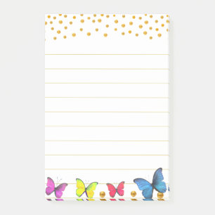 Post-it® Jolis papillons multicolores et confettis dorés
