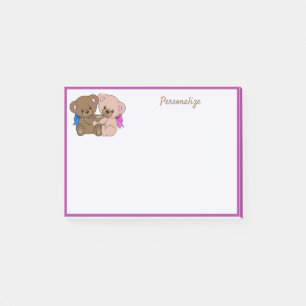 Post-it® Jolis petits ours en peluche jumeaux personnalisés