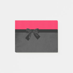 Post-it® Jolis points rouges élégants - Nœud noir