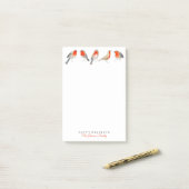 Post-it® Jolis rouges & gris oiseaux rouges de Noël des fêt (Sur un bureau)