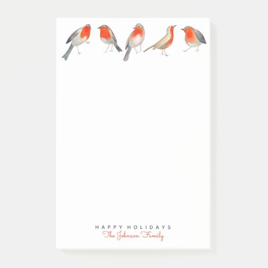 Post-it® Jolis rouges & gris oiseaux rouges de Noël des fêt (Devant)
