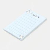 Post-it® Jolis souris blancs sur fond bleu clair rayé (Incliné)
