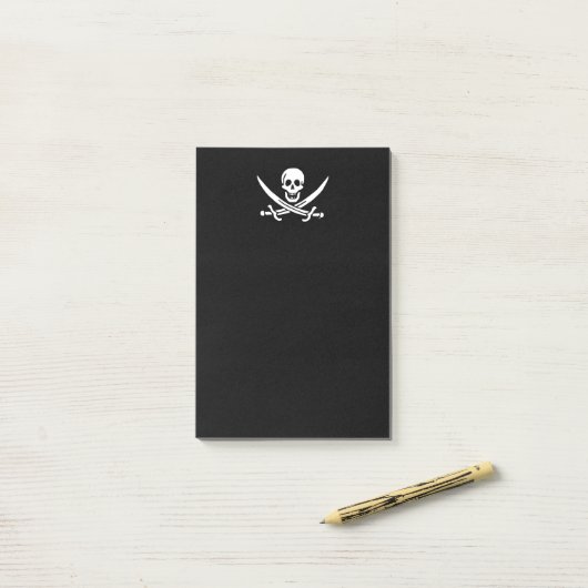 Post-it® Jolly roger drapeau de pirate (Sur un bureau)