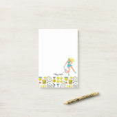 Post-it® Joueuse de tennis avec nom (Sur un bureau)