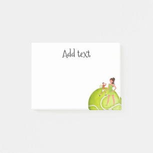 Post-it® Joueuse de tennis tient raquette et balle