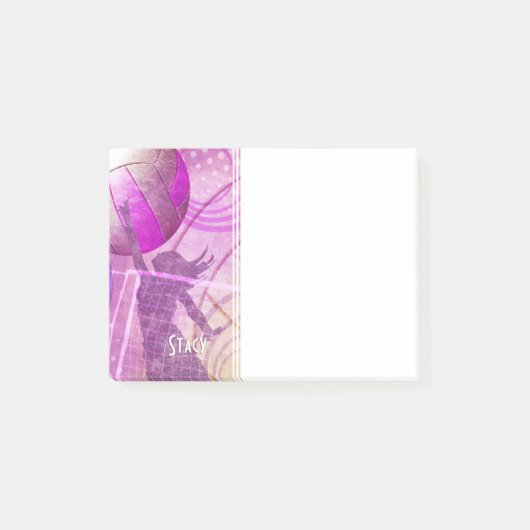 Post-it® Joueuse de volley-ball rose violet personnalisé (Devant)