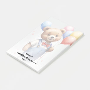 Post-it® Jour de la Saint-Valentin Ours à l'aquarelle migno