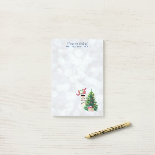 Post-it® Joy Typography | Christmas Llama (Sur un bureau)