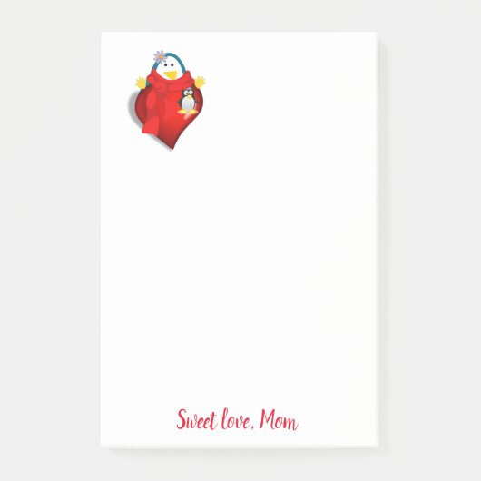 Post-it® Joyeuse carte de Saint-Valentin Pingouin (Devant)