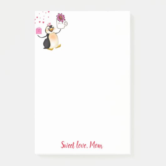 Post-it® Joyeuse carte de Saint-Valentin pour pingouin (Devant)