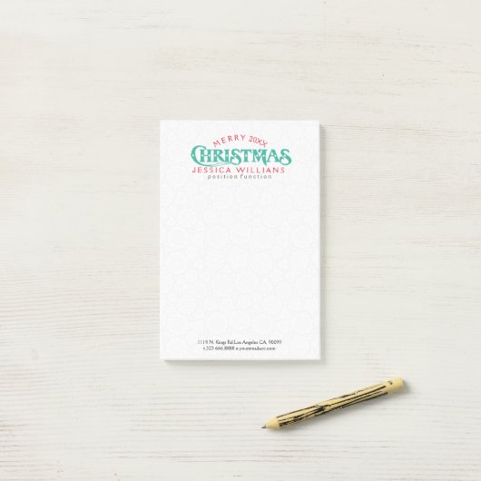 Post-it® Joyeuse conception de texte de Noël (Sur un bureau)