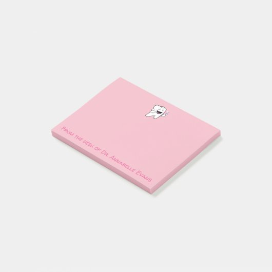 Post-it® Joyeuse dent rose et pinceau (Incliné)