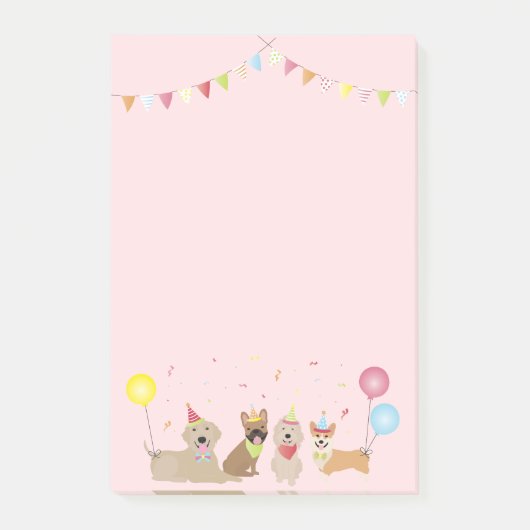 Post-it® Joyeuse fête des chiens d'anniversaire (Devant)