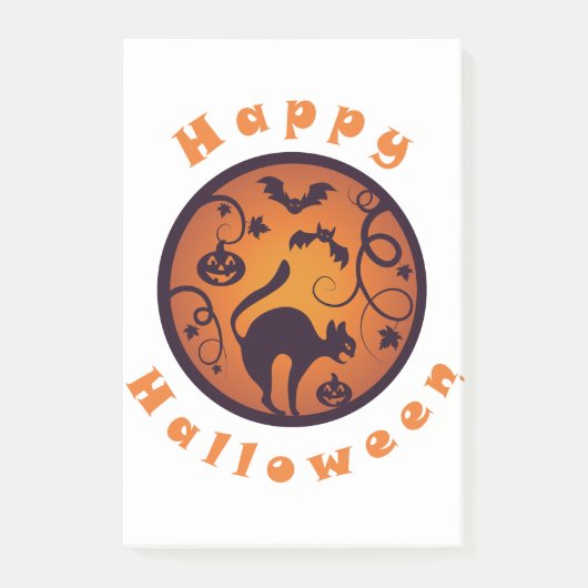 Post-it® Joyeuse lanterne d'Halloween araignées et chauves- (Devant)