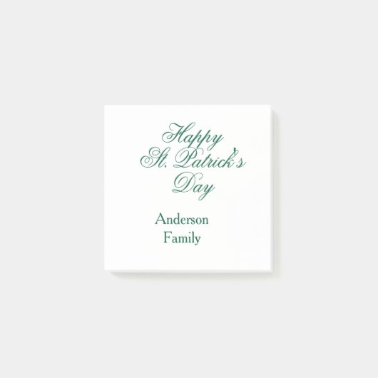 Post-it® Joyeuse Saint-Patrick famille nom vert minimal (Devant)