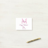 Post-it® Joyeuse Saint-Valentin monogramme rose nom amour f (Sur un bureau)