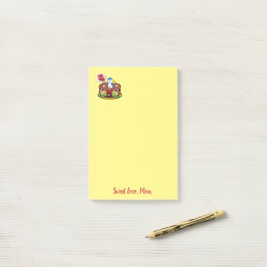 Post-it® Joyeuse Saint Valentin Pingouin Note Post-it (Sur un bureau)