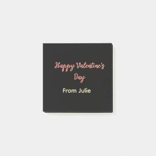 Post-it® Joyeuse Saint-Valentin rouge noir de nom stylé 