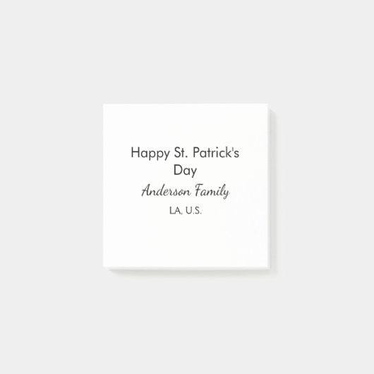 Post-it® Joyeuse st. fête de Patrick nom famille endroit si (Devant)