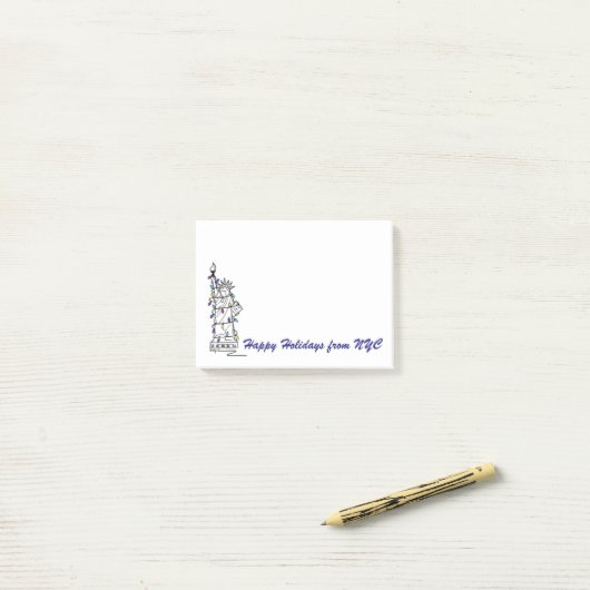 Post-it® Joyeuses fêtes NYC Statue de la Liberté Hanoukka (Sur un bureau)