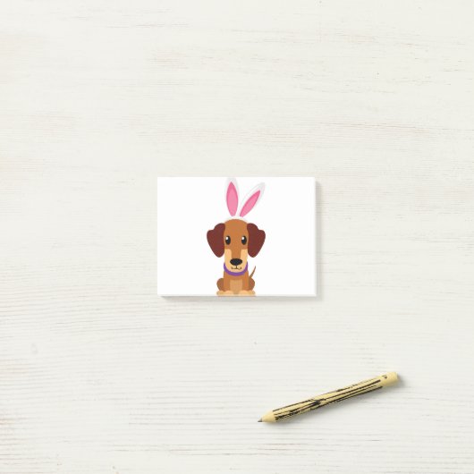 Post-it® Joyeuses Pâques Daschund (Sur un bureau)