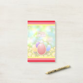 Post-it® Joyeuses Pâques Lapin Floral (Sur un bureau)