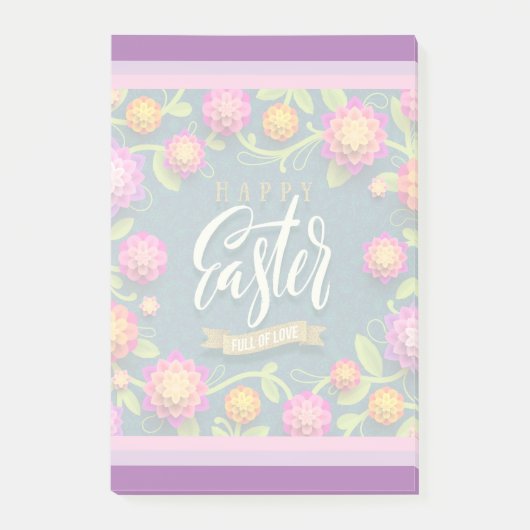 Post-it® Joyeuses Pâques Lapin Floral (Devant)