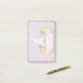 Post-it® Joyeuses Pâques Lapin Floral Tendance (Sur un bureau)