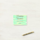 Post-it® Joyeuses Pâques vert jaune pastel gris nom année  (Sur un bureau)