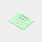 Post-it® Joyeuses Pâques vert jaune pastel gris nom année  (Incliné)
