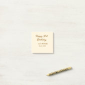 Post-it® Joyeux 21e anniversaire marron pastel jaune nom da (Sur un bureau)