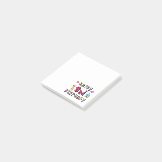 Post-it® Joyeux 2ème anniversaire. 2 ans d'anniversaire. (Incliné)