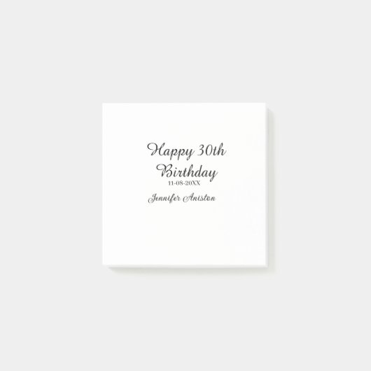 Post-it® Joyeux 30e anniversaire ajouter nom date élégant s (Devant)