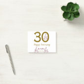 Post-it® Joyeux 30e anniversaire nom date feuille rouge dor (Bureau)