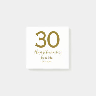 Post-it® Joyeux 30e anniversaire nom date golden bold lette