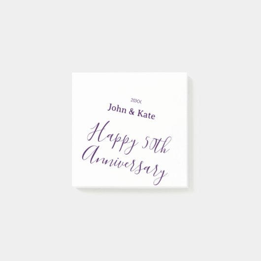 Post-it® Joyeux 50e anniversaire nom violet année simple  (Devant)