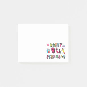 Post-it® Joyeux 9e anniversaire pour les enfants de 9 ans