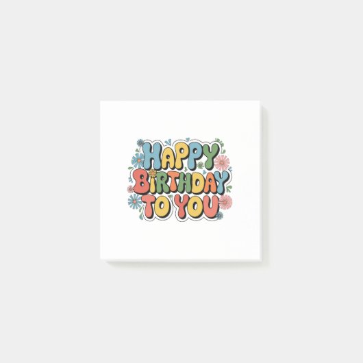 Post-it® Joyeux Anniversaire Floral Groovy (Devant)